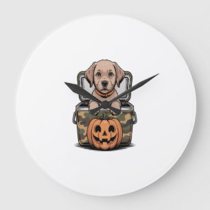 Grande Horloge Ronde Chien de laboratoire brun Halloween effrayant