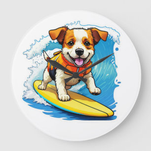 Grande Horloge Ronde Chien de surf
