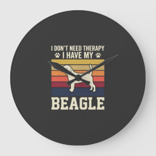 Grande Horloge Ronde Chien de thérapie rétro Beagle vintage