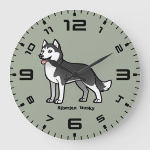 Grande Horloge Ronde Chien de traîneau sibérien