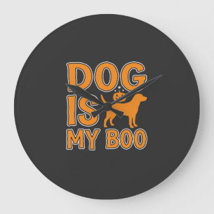 Grande Horloge Ronde Chien Est Mon Boo Halloween Chien