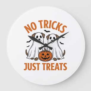 Grande Horloge Ronde Chien fantôme drôle Halloween Pas de farces juste 