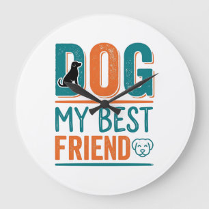 Grande Horloge Ronde Chien Mon Meilleur Ami Vintage Conception De Chemi