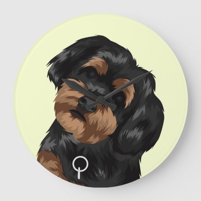 Grande Horloge Ronde Chien Noir Et Brown (Recto)