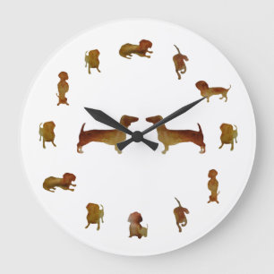 Grande Horloge Ronde Chiens Dachshund Personnalisés