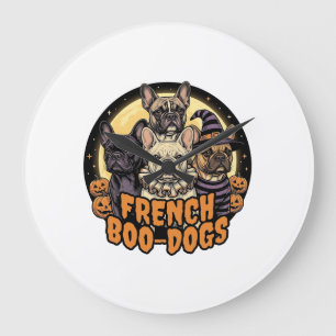 Grande Horloge Ronde Chiens de bouh français Halloween Bouledogue franç