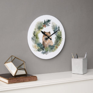 Grande Horloge Ronde Chiens de Noël festifs de Laponie finlandaise
