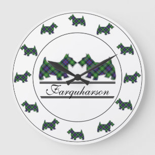 Grande Horloge Ronde Chiens écossais du clan écossais Farquharson Tarta