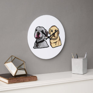 Grande Horloge Ronde Chiens Mignons Mèmes