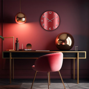 Grande Horloge Ronde Chiffre arabe métallique marron de gris argenté 
