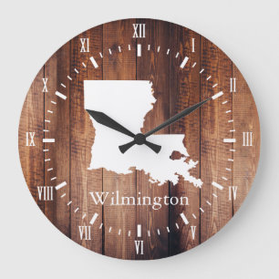 Grande Horloge Ronde Chiffre romain blanc de planches en bois de grange