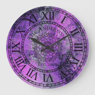 Grande Horloge Ronde Chiffre Romain Vintage Shabby Chic Antique Rustiqu