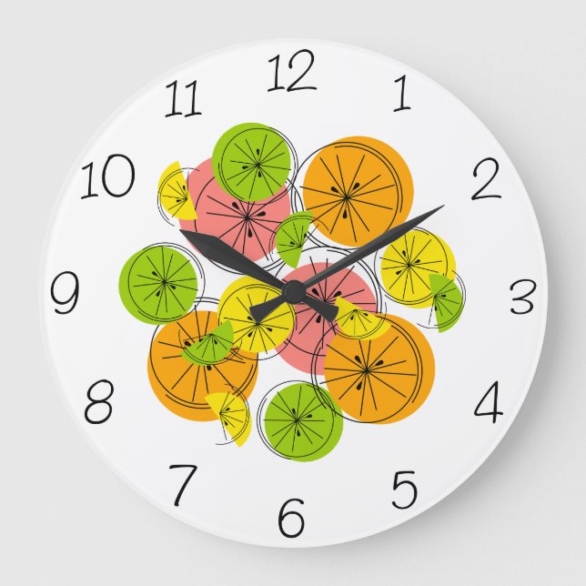Grande Horloge Ronde Chiffres d'agrumes 24 heures sur 24 (Recto)