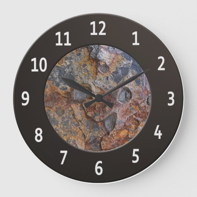 Grande Horloge Ronde CHIFFRES MÉTALLIQUES cool Sdementary Rock (Recto)