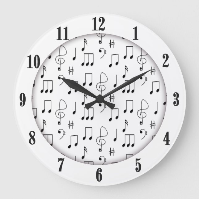 Grande Horloge Ronde Chiffres Noirs Blancs (Recto)