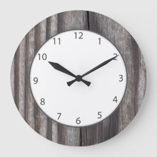 Grande Horloge Ronde Chiffres patinés de gris de bois