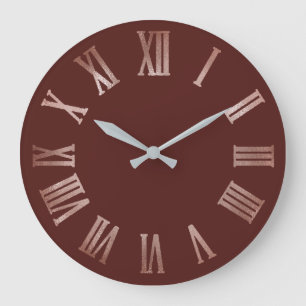 Grande Horloge Ronde Chiffres romains d'argent métallurgique du maron 