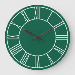 Grande Horloge Ronde Chiffres romains de l'anneau blanc et vert chasseu