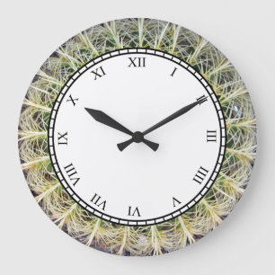 Grande Horloge Ronde Chiffres romains d'usine tropicale de cactus
