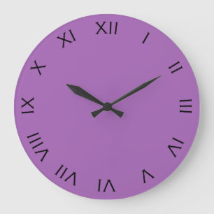 Grande Horloge Ronde Chiffres romains noirs sur wccn violet
