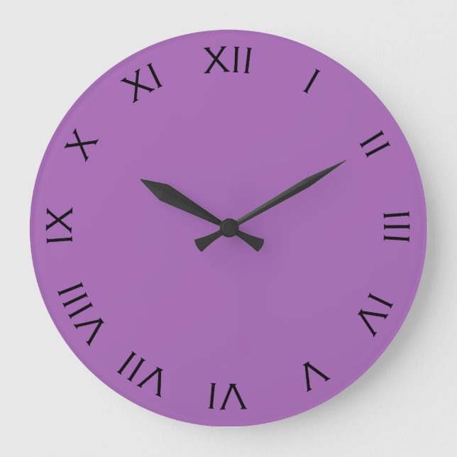 Grande Horloge Ronde Chiffres romains noirs sur wccnt violet (Recto)