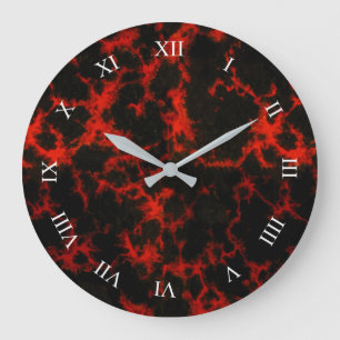 Grande Horloge Ronde Chiffres romains repérés vibrants de flammes