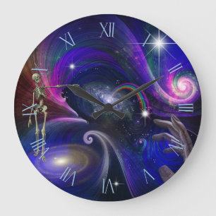 Grande Horloge Ronde Chiffres squelettiques en Cosmos