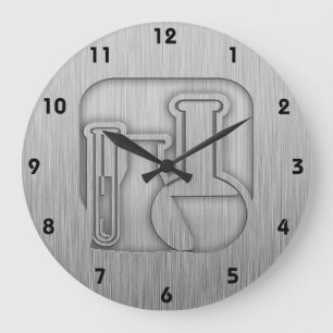 Grande Horloge Ronde Chimie à aspect métallique brossé