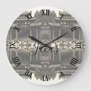 Grande Horloge Ronde Chine Ancienne Canton Foshan temple ancestral Gran