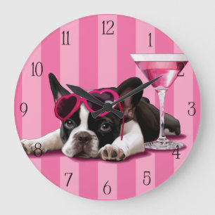Grande Horloge Ronde Chiot de bouledogue français