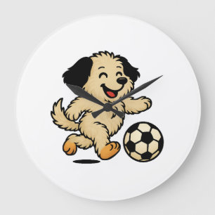 Grande Horloge Ronde Chiot jouant au football