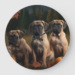 Grande Horloge Ronde Chiots Bullmastiff  Délice d'Automne Citrouille