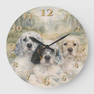 Grande Horloge Ronde Chiots Setter Anglais