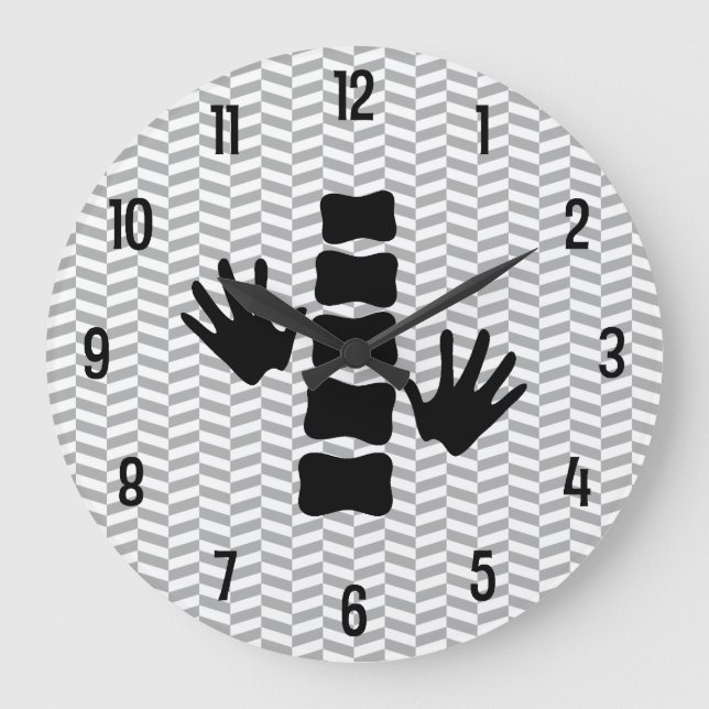 Grande Horloge Ronde Chiropratique Mains et Logo de la colonne vertébra (Recto)