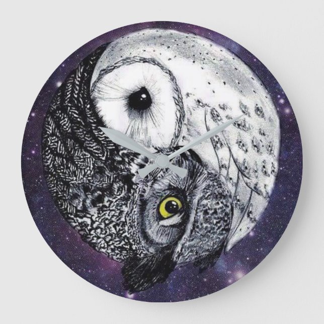 Grande Horloge Ronde Chouettes Yin Yang (Recto)