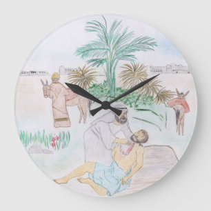 Grande Horloge Ronde Christian Artwork Le bon samaritain