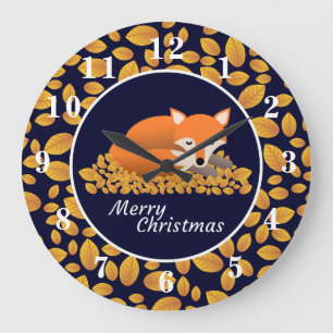 Grande Horloge Ronde Christmas Fox