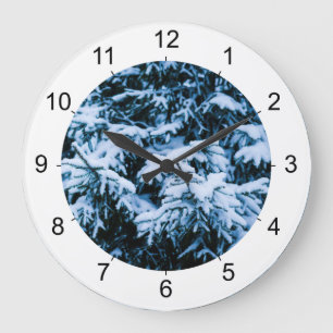 Grande Horloge Ronde Chute de neige Arbre de Noël hivernal