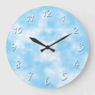 Grande Horloge Ronde Ciel bleu et art Cloud personnalisés