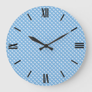 Grande Horloge Ronde Ciel bleu, look émail, grille cloutée