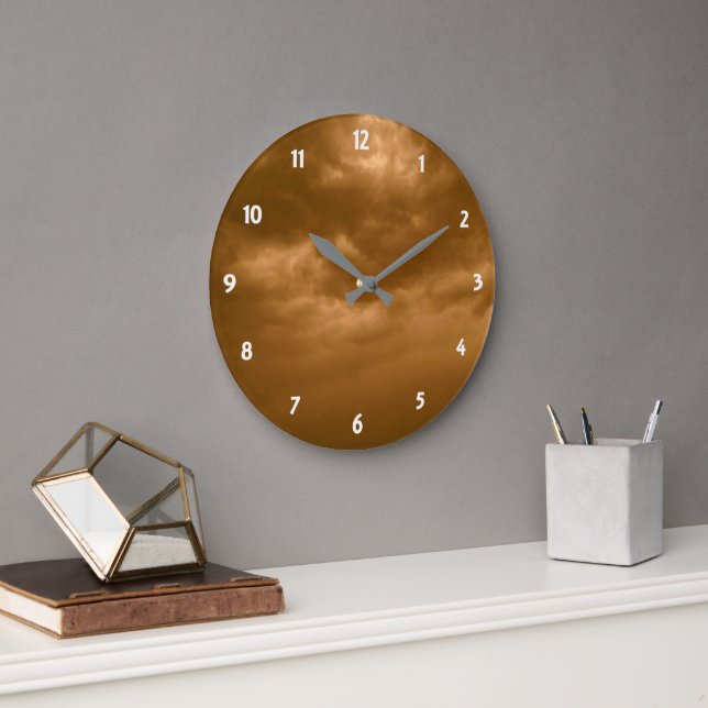 Grande Horloge Ronde Ciel Brown nuageux (Bureau)