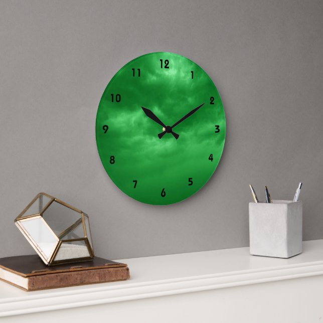 Grande Horloge Ronde Ciel vert nuageux (Bureau)