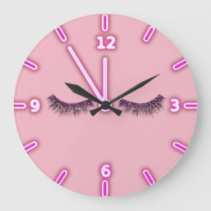 Grande Horloge Ronde Cils Faux Pailletés Girly Tendance - Personnalisés