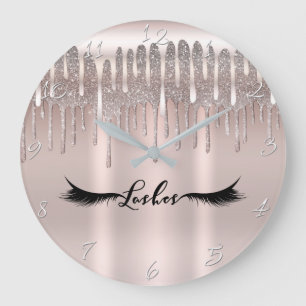 Grande Horloge Ronde Cils Icy Rose Gold Diamond Glitter Drip