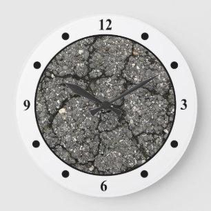 Grande Horloge Ronde Ciment de pavage de rue d'asphalte noir