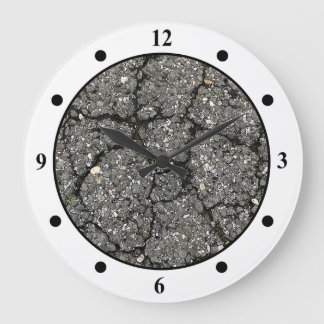 Grande Horloge Ronde Ciment de pavage de rue d'asphalte noir