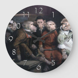 Grande Horloge Ronde Cinq singes de fantaisie