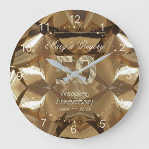 Grande Horloge Ronde cinquantième Or élégant de cadeau d'anniversaire
