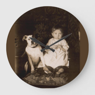 Grande Horloge Ronde circa 1910 pitbull and baby RPPC