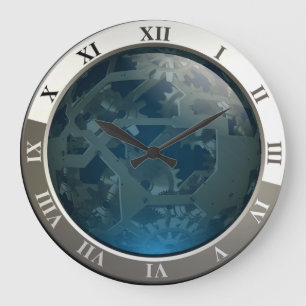 Grande Horloge Ronde Circuits et vitesses bleus faits sur commande